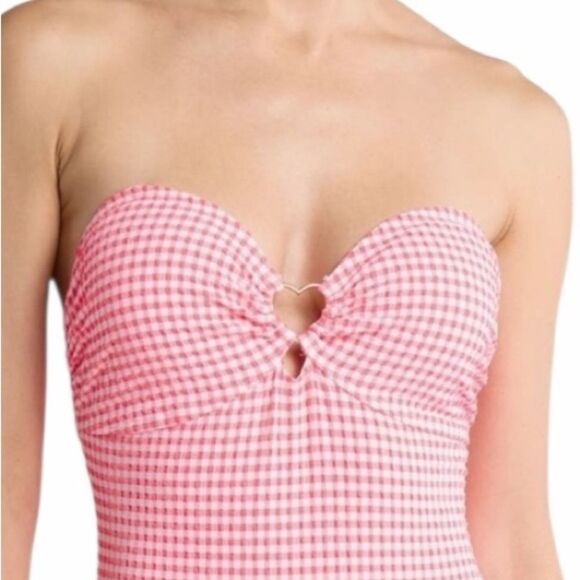 Betsey Johnson Heart Cutout Bandeau One-Piece Swimsuit Size Large - Picture 3 of 5